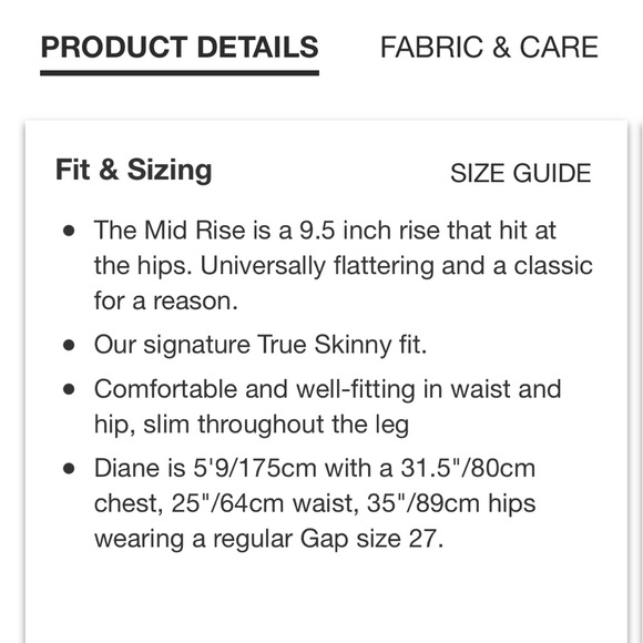 GAP🧸 sz 14 16 = 33 T Mid Rise True Skinny Jeans w/ washwell!NWT charcoal gray - Picture 3 of 12